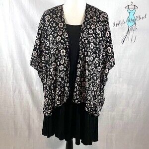 Black and white kimono wrap top and black flowy dress size medium